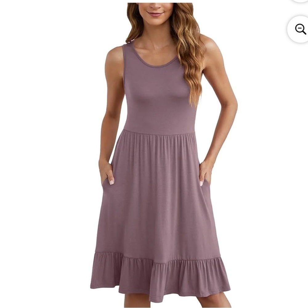 Lil Better Women Mauve Sleeveless‎ Sundress Pleated Flowy Casual  Rufflw 2XL NEW